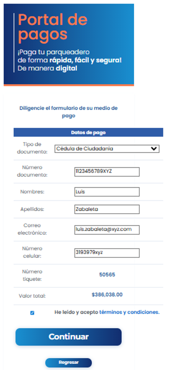 Formulario medio pago