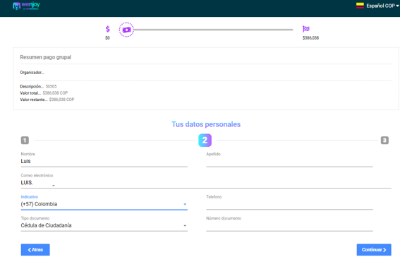 Confirma datos personales